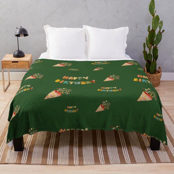 Item preview, Happy birthday cute colorful pattern a watercolor green designed and sold by Yana Mustafina | Boho Soulful Designs.