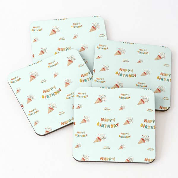 Artikelvorschau, Happy birthday cute colorful pattern a watercolor mint entworfen und verkauft von Yana Mustafina | Boho Soulful Designs.