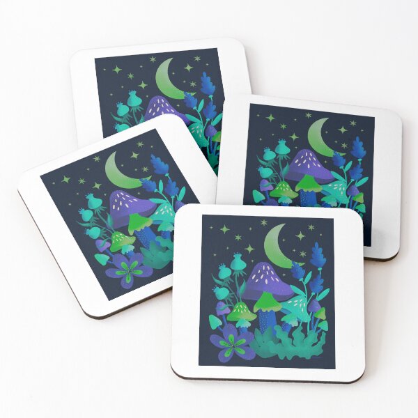Item preview, Trippy Glowing Moonlight Mushrooms Dark Navy designed and sold by VivecaChenoweth.