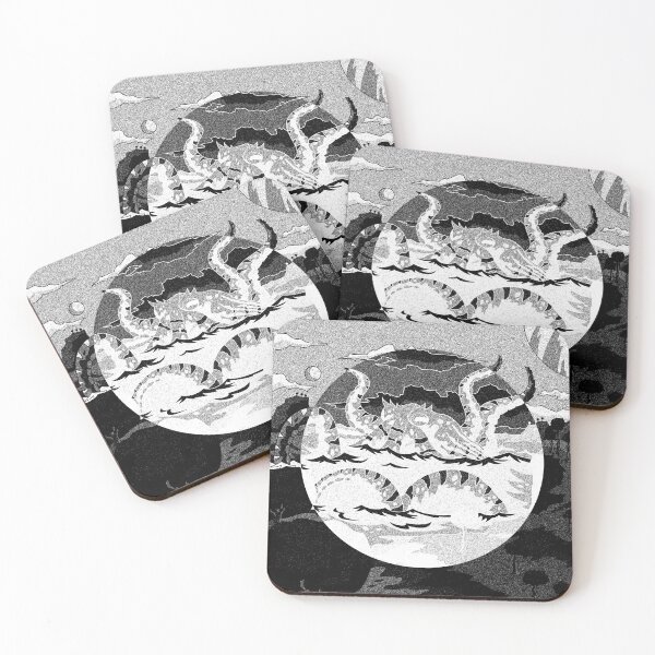 Item preview, Black and white retro futuristic octopus mess designed and sold by Popalt.