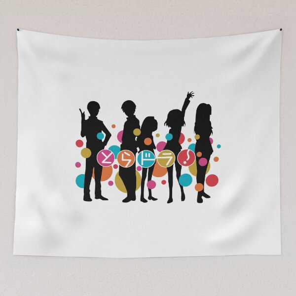 Item preview, Silhouettes of Toradora anime characters in black with multicolored bubbles designed and sold by H Jonas.
