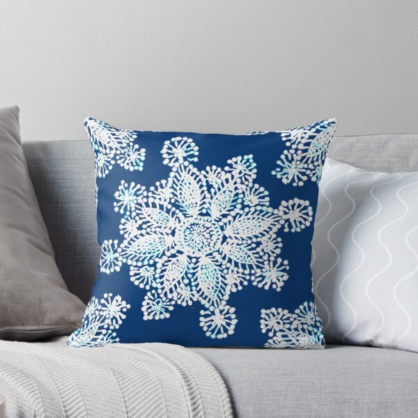 Item preview, White Dahlia Doily on navy designed and sold by HelenPDesigns.