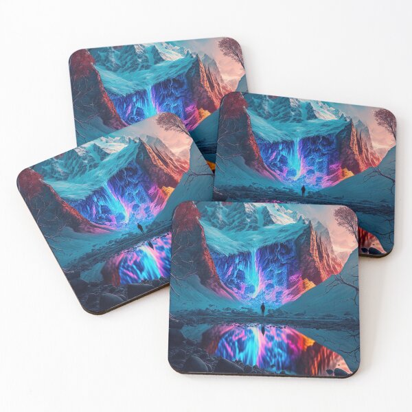 Item preview, Snowy mountains with aurora borealis in the arctic and magic between rocks designed and sold by Paraverse.