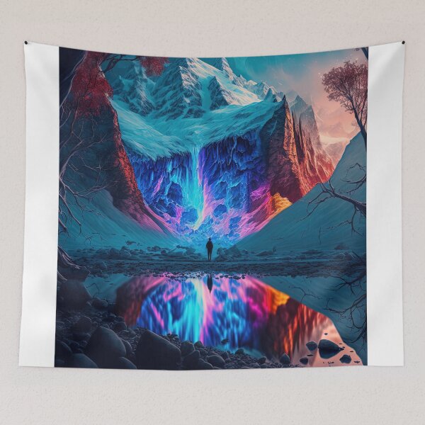 Item preview, Snowy mountains with aurora borealis in the arctic and magic between rocks designed and sold by Paraverse.