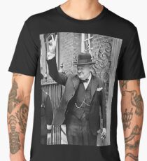 Winston, Churchill, British prime minister, V sign, Victory, 1943, WWII Men's Premium T-Shirt