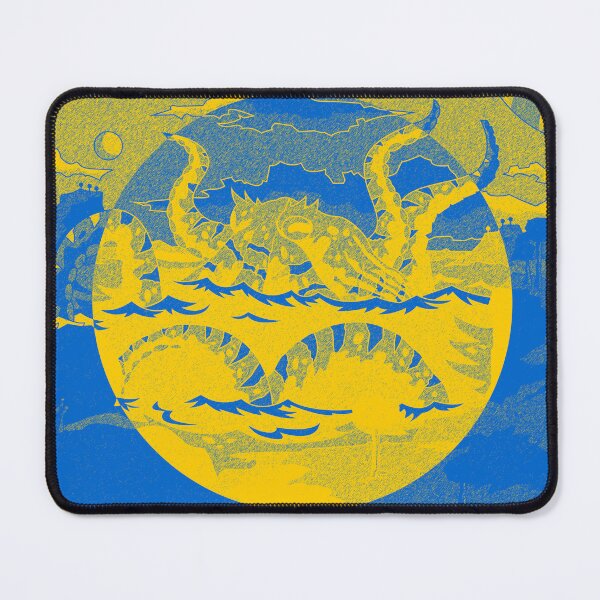 Item preview, Blue and yellow retro futuristic octopus mess designed and sold by Popalt.