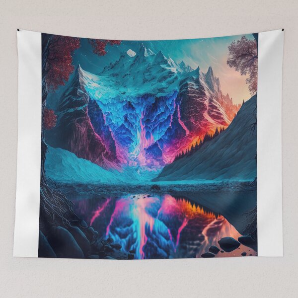 Item preview, Snowy mountains with aurora borealis in the arctic and magic between rocks and mountain designed and sold by Paraverse.