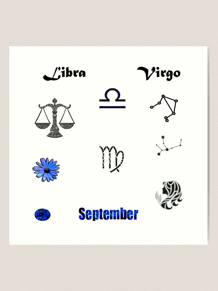 September Birth Month Symbols Art Print