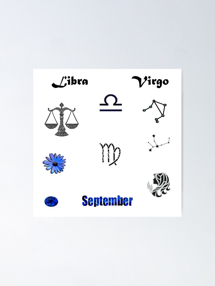 September Birth Month Symbols Poster