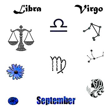 September Birth Month Symbols Sticker