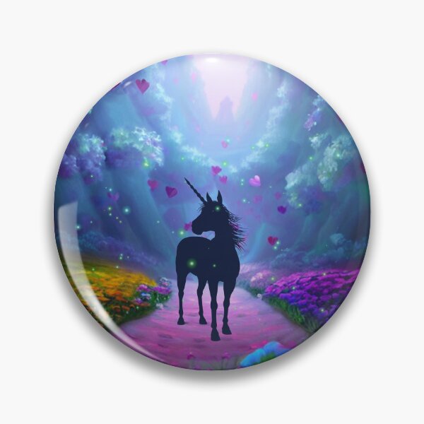 Item preview, Unicorn in a magical forest with floating hearts designed and sold by Wonder & Whimsy.