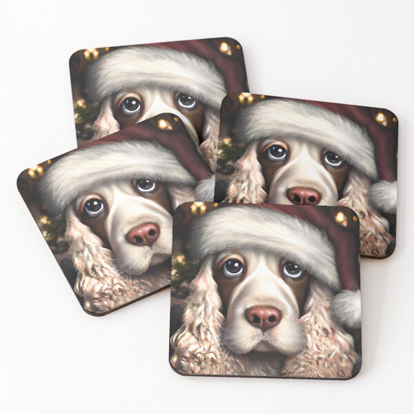 Item preview, Christmas English Cocker Spaniel Wearing A Santa Hat designed and sold by ZenEverAI.