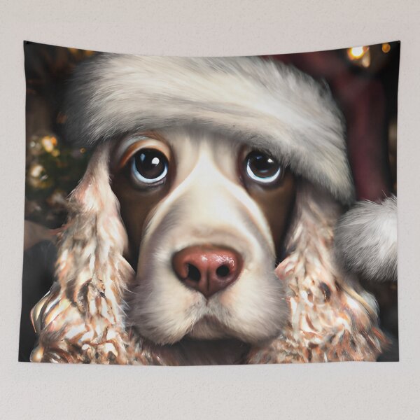 Item preview, Christmas English Cocker Spaniel Wearing A Santa Hat designed and sold by ZenEverAI.
