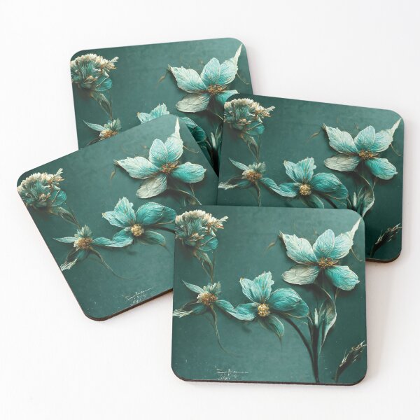 Item preview, Teal Flowers designed and sold by Jacalope Hunter. .