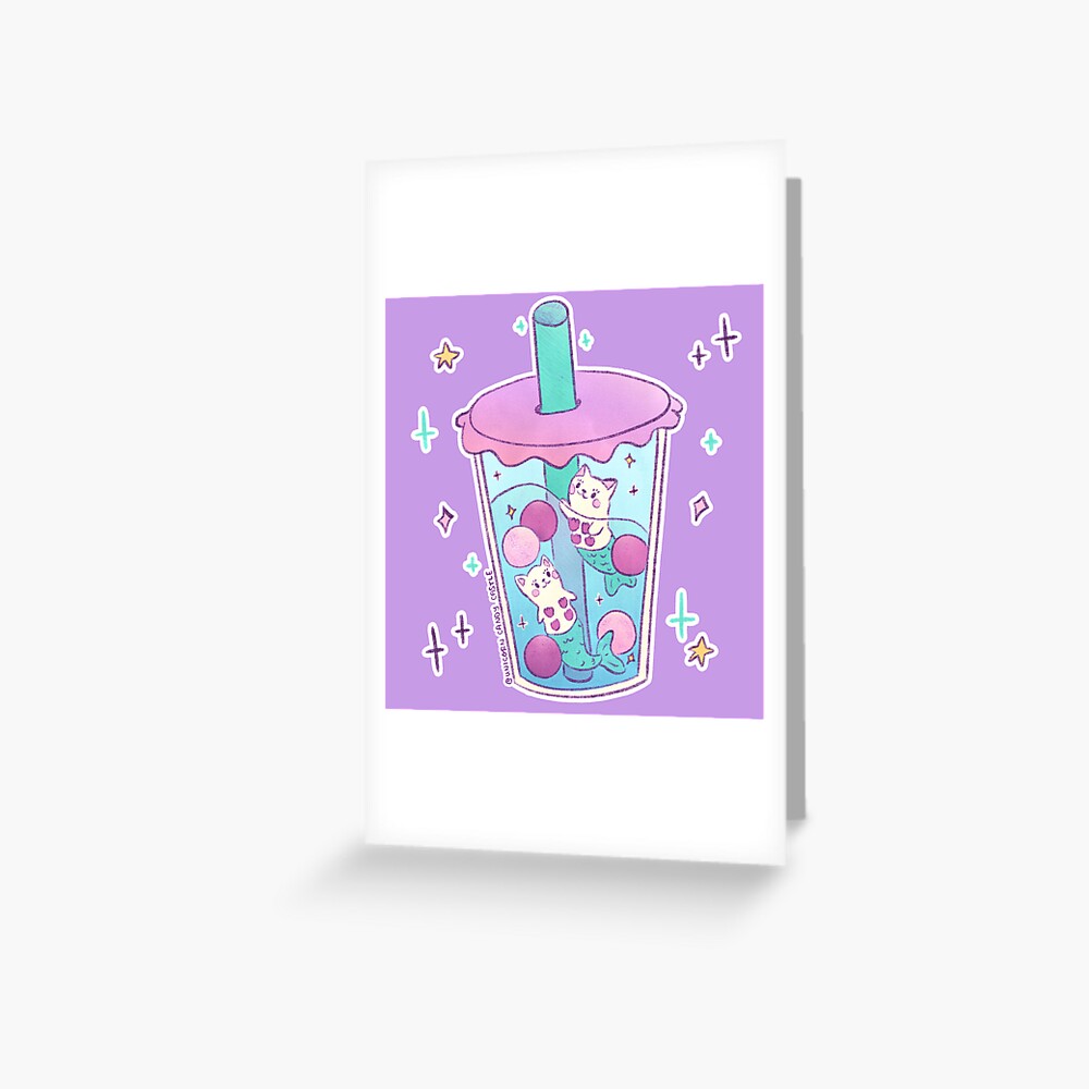 Boba Tea Mercats Anime Kawaii Bubble Tea Greeting Card For Sale By Unicorncandycas Redbubble 6834