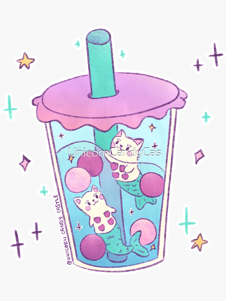 Boba Tea Mercats - Anime Kawaii Bubble Tea Sticker for Sale by  UnicornCandyCas