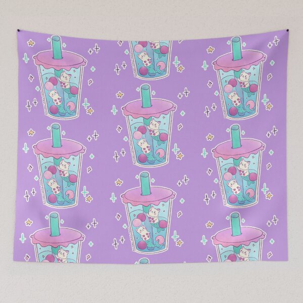 Item preview, Boba Tea Mercats - Anime Kawaii Bubble Tea designed and sold by UnicornCandyCas.