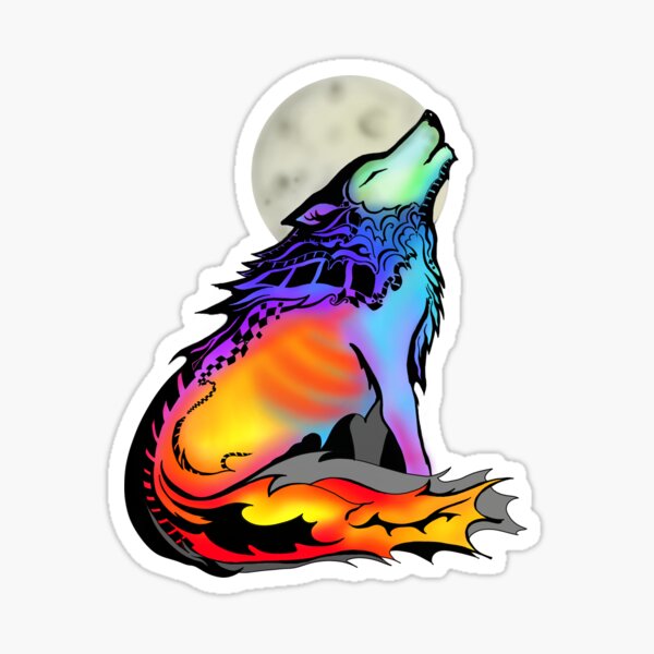 Colorful Wolf Sticker