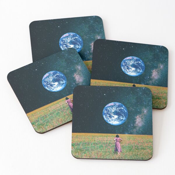 Item preview, Green Field in outer space surreal collage  designed and sold by Yasmine khalifa.