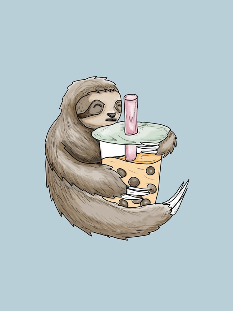 Thumbnail 4 of 4, iPhone Case, Sloth Loves Boba designed and sold by RiceDrawings.