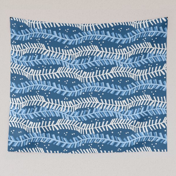 Item preview, Holiday Garland on Blue designed and sold by latheandquill.