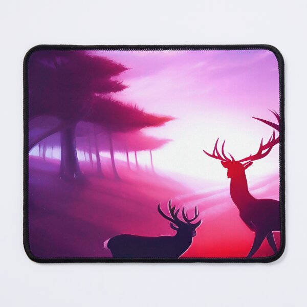 Item preview, Deer on a Hillside with a Beautiful Misty Morning Pink Sunrise designed and sold by deniselynnimage.