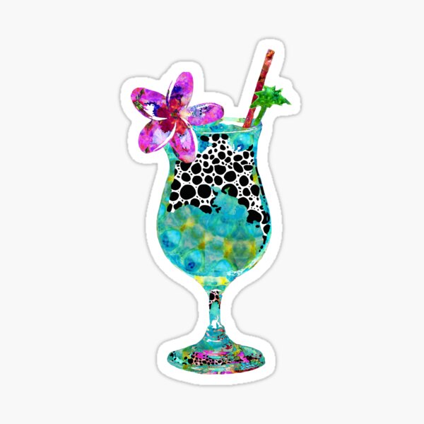 Hurricane Cocktail Plastic Free Sticker — Cocktail Art Sticker