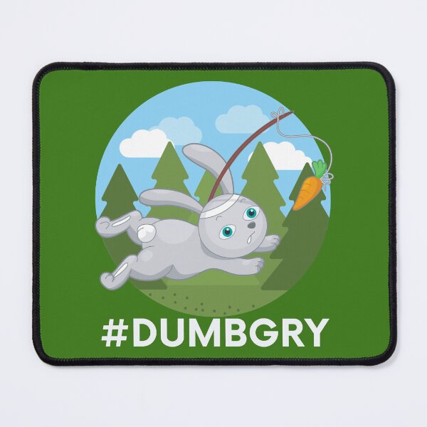 Item preview, Funny "Dumbgry" Grey Bunny Chasing Carrot on Stick designed and sold by Write-to-Rebel.