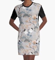 Japanese Garden Gray Graphic T-Shirt Dress