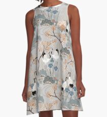 Japanese Garden Gray A-Line Dress