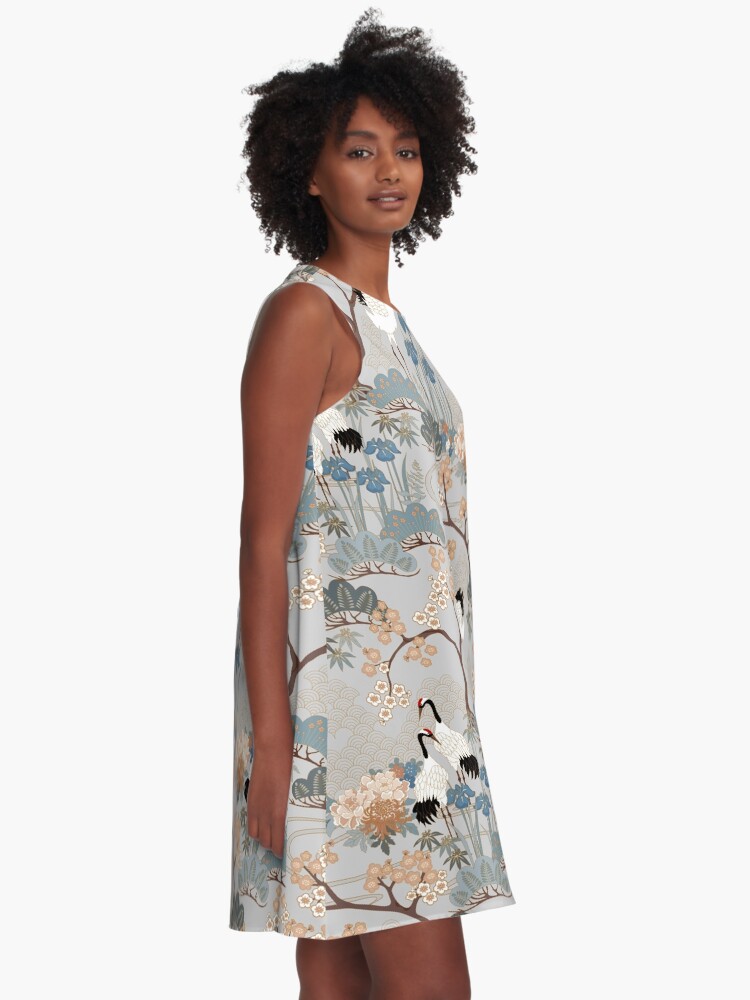 Alternate view of Japanese Garden Gray A-Line Dress