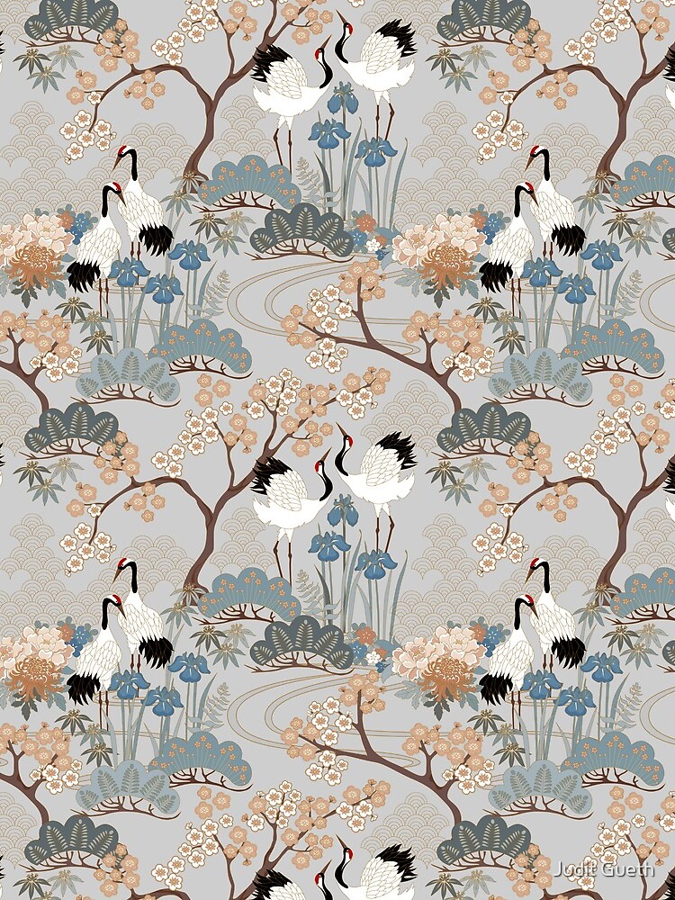Thumbnail 4 of 4, Mini Skirt, Japanese Garden Gray designed and sold by Judit Gueth.