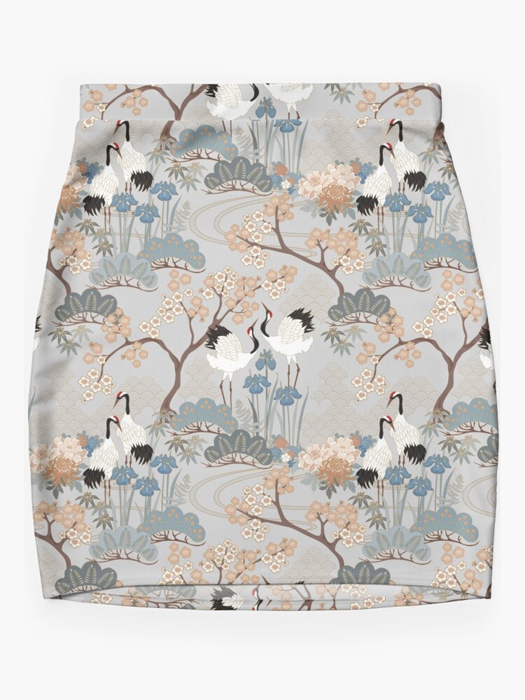 Thumbnail 3 of 4, Mini Skirt, Japanese Garden Gray designed and sold by Judit Gueth.