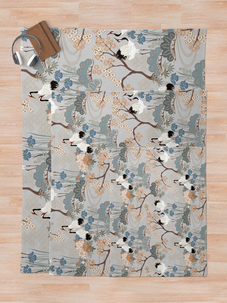 Alternate view of Japanese Garden Gray Throw Blanket