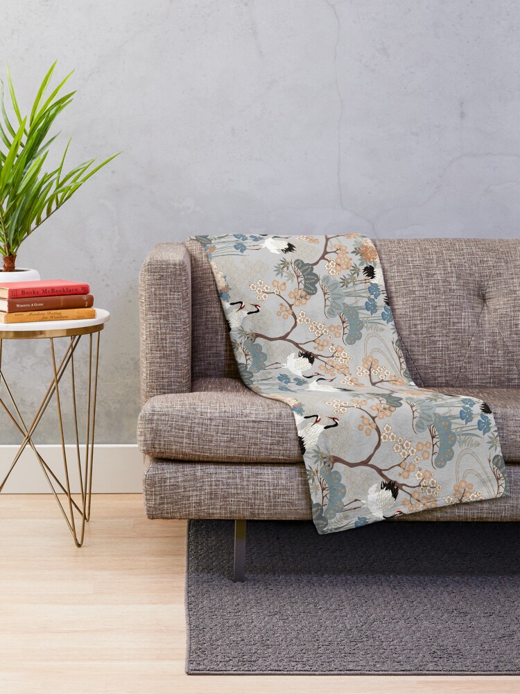 Alternate view of Japanese Garden Gray Throw Blanket
