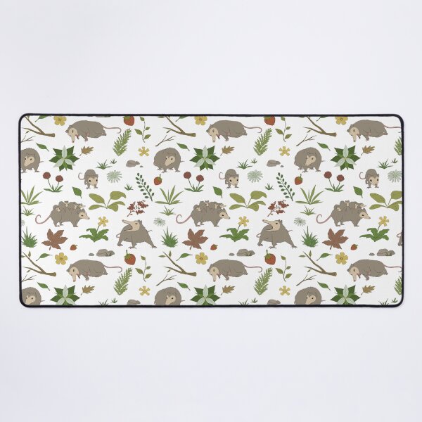Aperçu de l'œuvre Possums dans un motif de champ de baies sur blanc créée et vendue par PaperRain.
