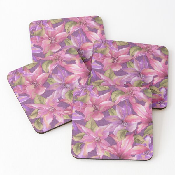 Item preview, Elegant Vintage  Design Pink Purple Clematis Pattern designed and sold by Tina Veenstra.