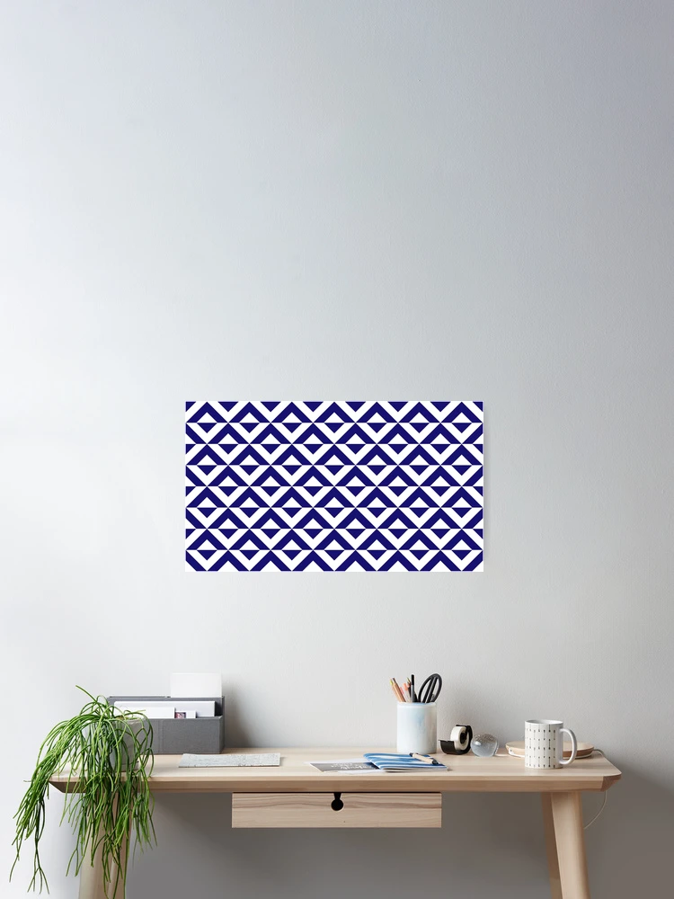 Thumbnail 2 of 3, Poster, blue white Retro Mod pattern designed and sold by ModSupporters.