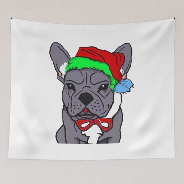 Item preview, Adorable Christmas French Bulldog Art – Festive Frenchie Dog in Santa Hat designed and sold by Vividality.