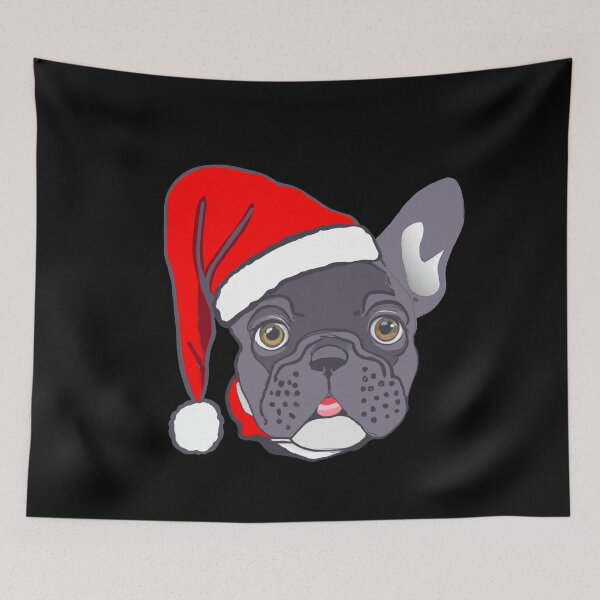 Item preview, Adorable Christmas French Bulldog Art – Festive Frenchie Dog in Santa Hat designed and sold by Vividality.
