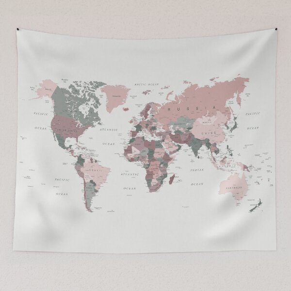 Item preview, Map of the World in Pink and Green designed and sold by UrbanEpiphany.