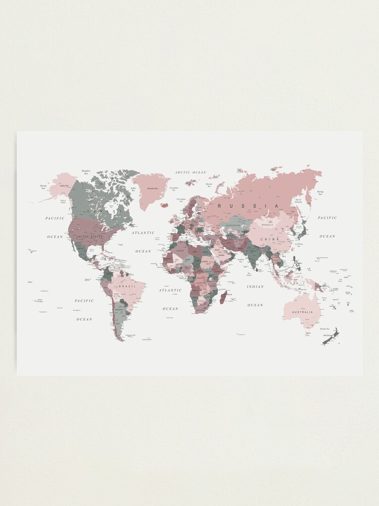 Alternate view of Map of the World in Pink and Green Photographic Print
