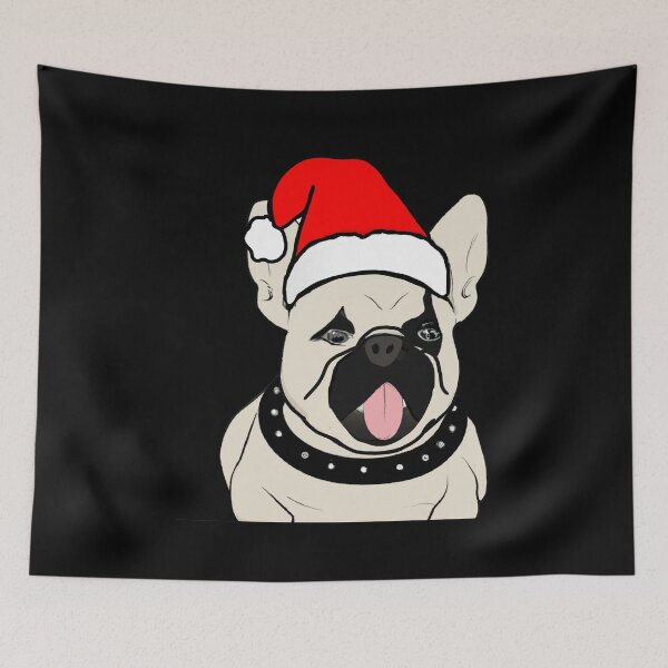Item preview, Adorable Christmas French Bulldog Art – Festive Frenchie Dog in Santa Hat designed and sold by Vividality.