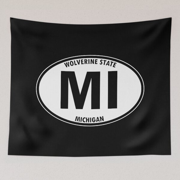 Item preview, Michigan, MI, Wolverine State, - State Abbreviation and Motto Oval Travel Bumper Sticker for your Car or Luggage.  designed and sold by BBTravels.