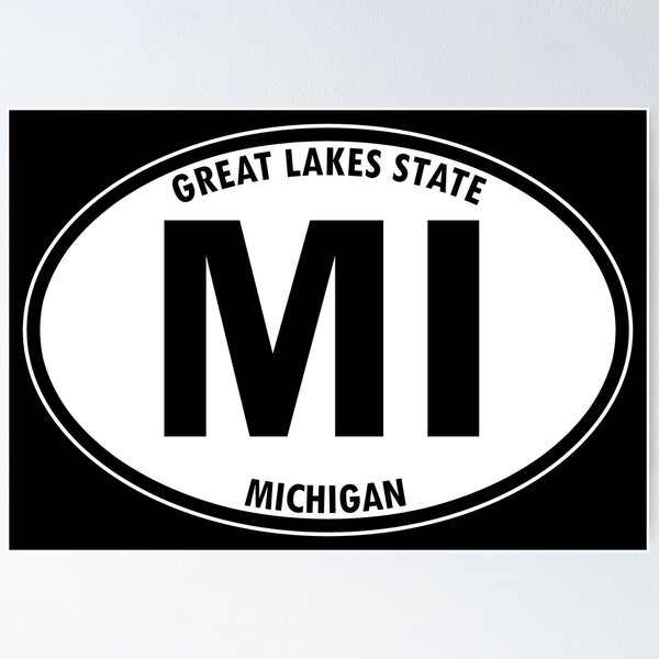 Item preview, Michigan, MI, Great Lakes State - State Abbreviation and Motto Oval Travel Bumper Sticker for your Car or Luggage.  designed and sold by BBTravels.