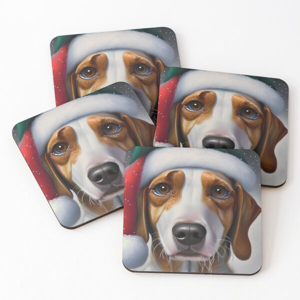 Item preview, Christmas English Foxhound Wearing A Santa Hat designed and sold by ZenEverAI.
