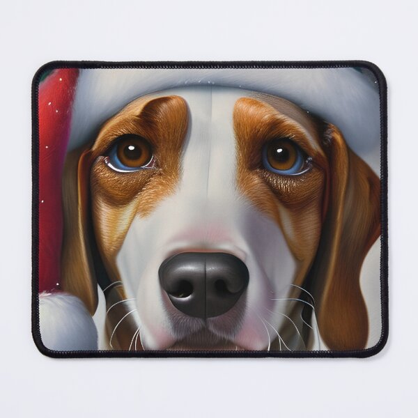 Item preview, Christmas English Foxhound Wearing A Santa Hat designed and sold by ZenEverAI.