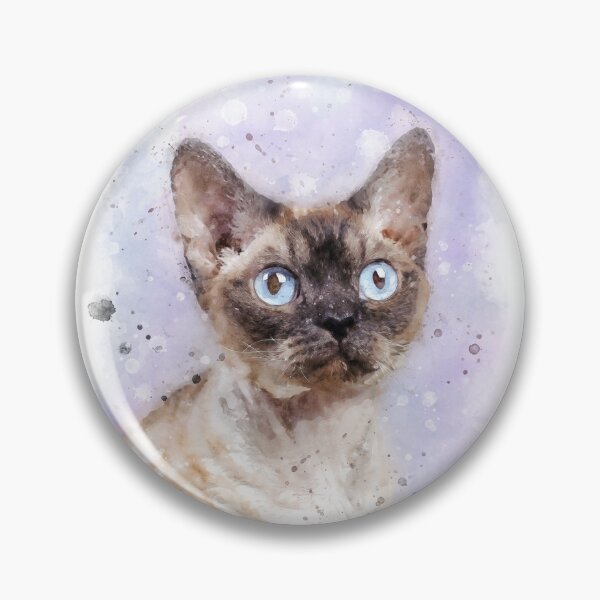 Item preview, Devon Rex cat watercolor designed and sold by PetsArt.