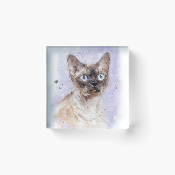 Item preview, Devon Rex cat watercolor designed and sold by PetsArt.