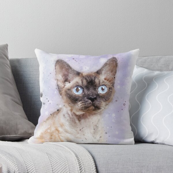 Item preview, Devon Rex cat watercolor designed and sold by PetsArt.